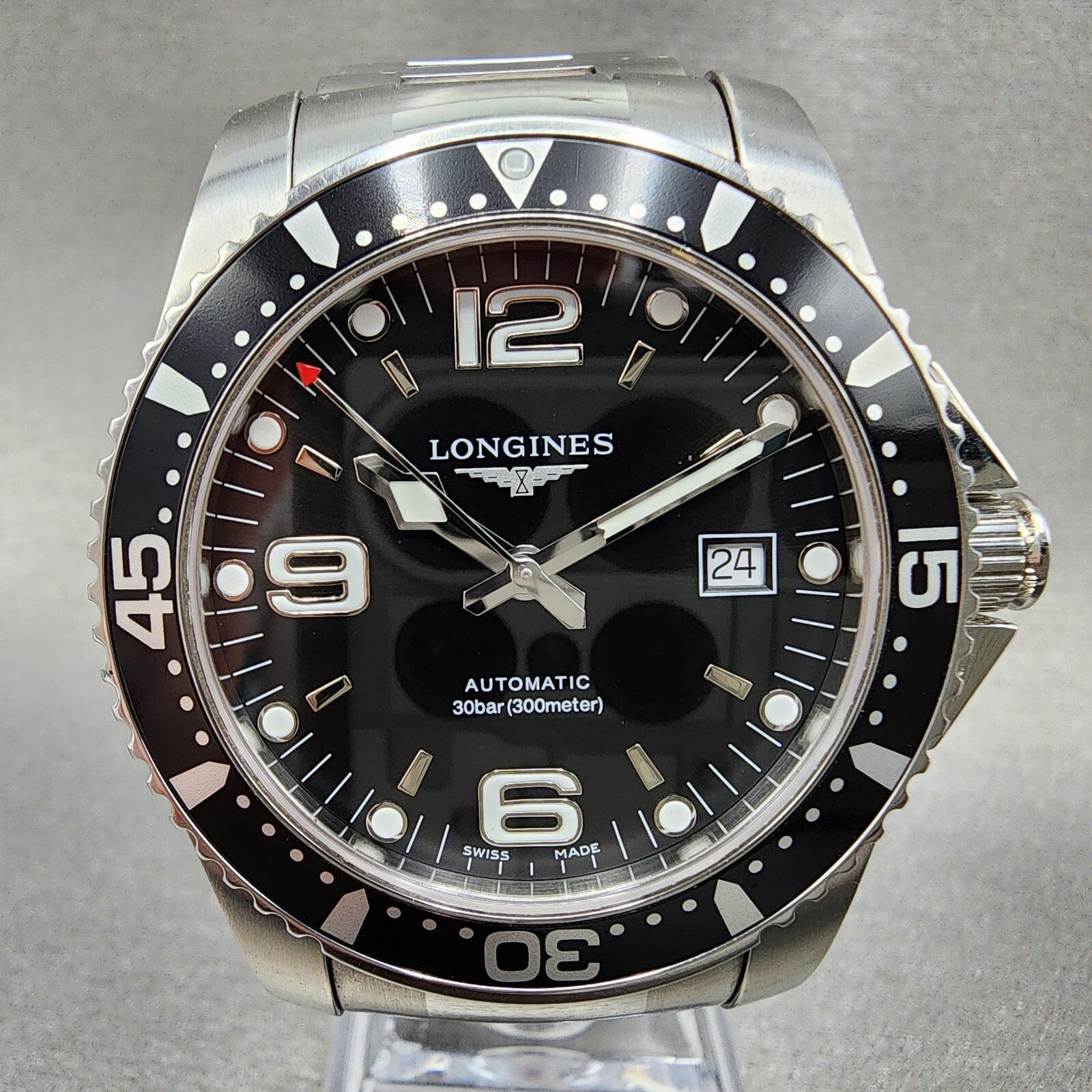 Longines Hydraconquest Automatic Watch Men 42mm  Black Dial Steel Date L3.742.41