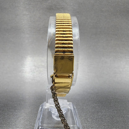 VTG Seiko Galaxy Watch Women 20mm Black Dial Gold Tone Round 8Y21-0030 New Batt