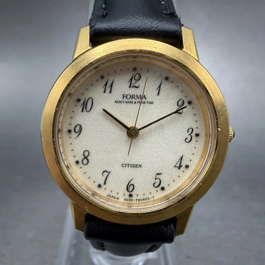 Citizen Forma Watch Women 24mm Cream Dial Gold Tone Round 5930-F90150 New Batt0