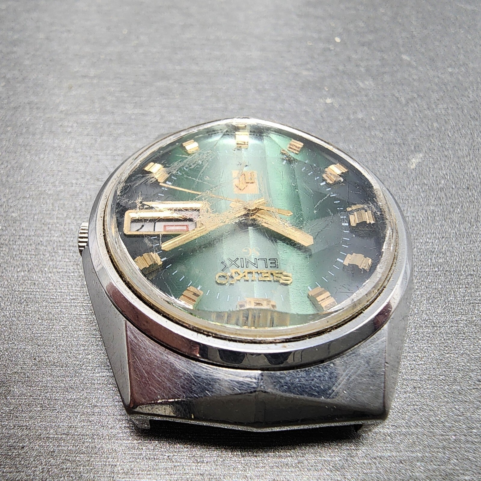 Seiko Elinx SG Watch Men 35mm Green Dial Steel Daydate Round 07236020 New Batt4