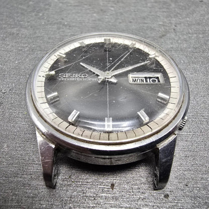 Seiko Weekdater Automatic Watch Men 37mm Gray Dial Steel Daydate 6619-8010 PARTS3