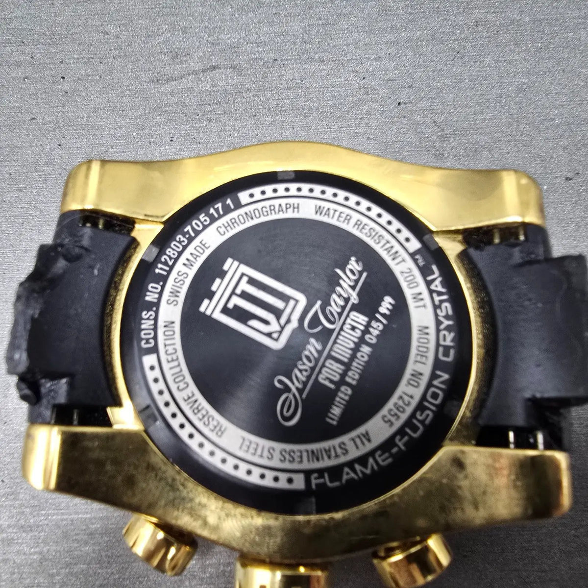 Invicta Jason Taylor Chronograph Watch Men 53mm Black Dial Gold Date 12955 READ6