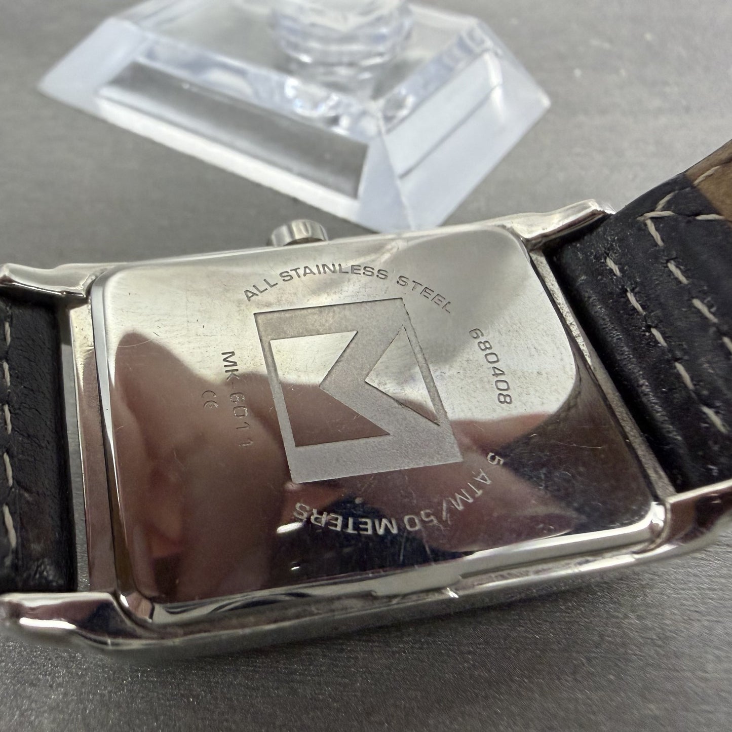 Michael Kors Watch Women 27mm Black Dial Silver Tone Rectangle MK6011 New Batt9