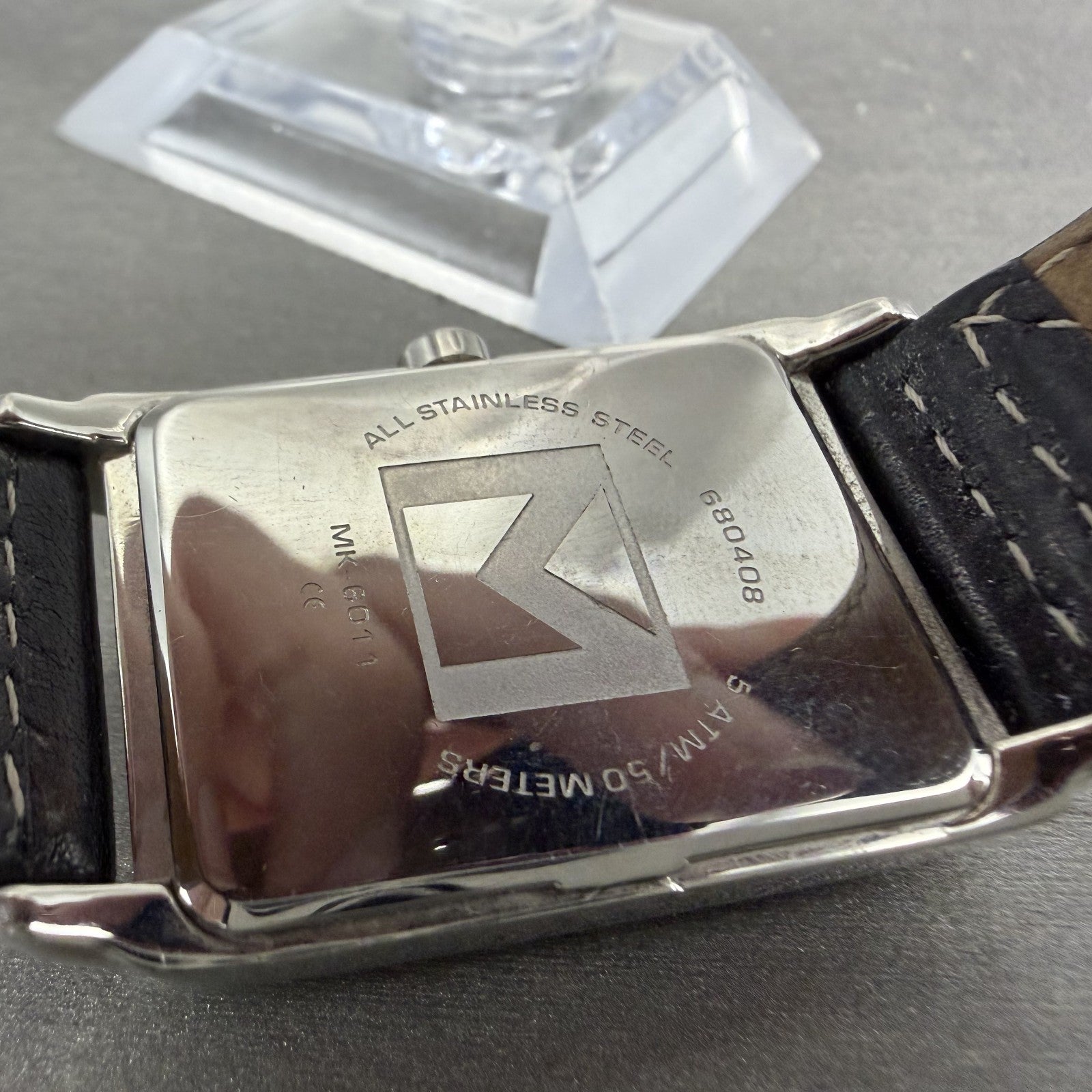 Michael Kors Watch Women 27mm Black Dial Silver Tone Rectangle MK6011 New Batt9