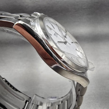 Bulova TFX Watch Men 40mm White Dial Silver Tone Date Round 36B100 New Battery3