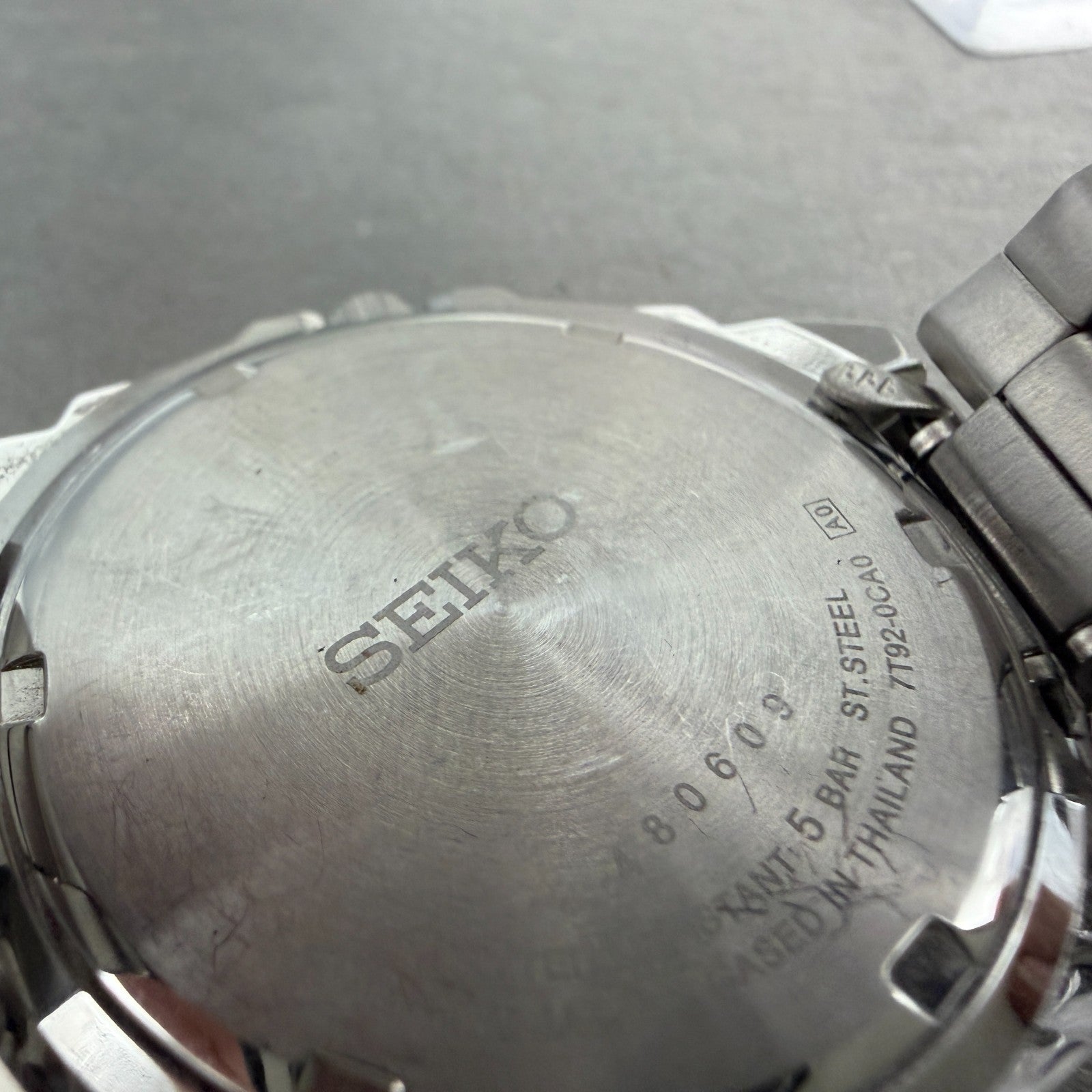 Seiko Chronograph Watch Men 39mm Black Dial Silver Tone Date 7t92-0ca0 New Batt9