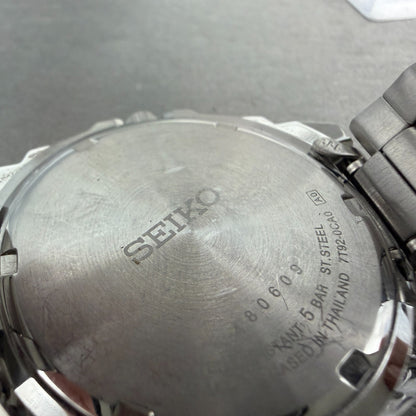 Seiko Chronograph Watch Men 39mm Black Dial Silver Tone Date 7t92-0ca0 New Batt9