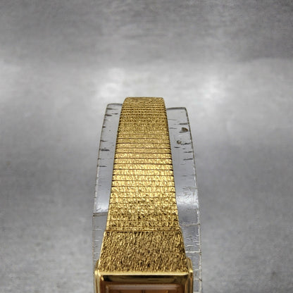 Seiko Tank Watch Women 12mm Champagne Dial Gold Tone 2E206479 New Battery VTG4