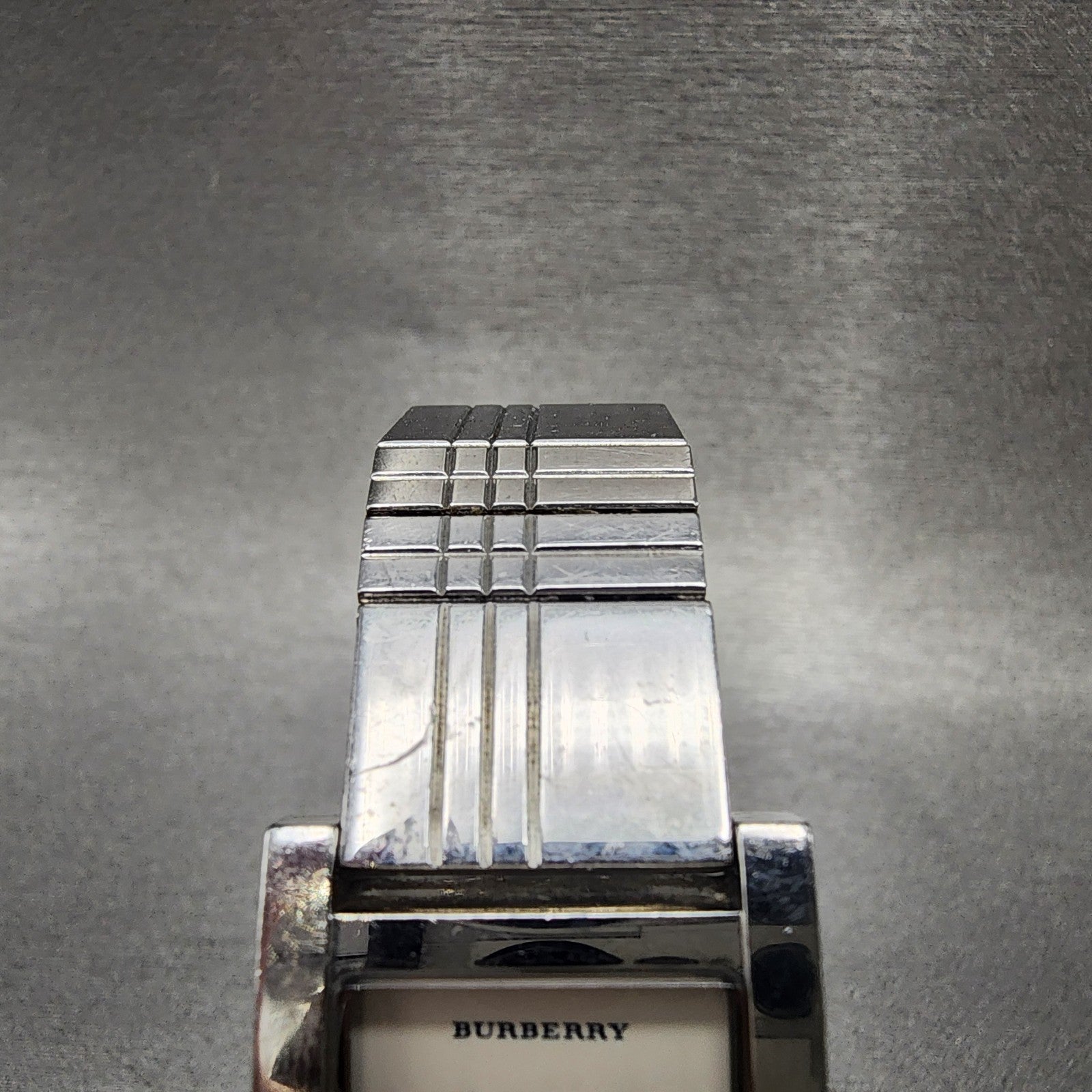 Burberry Tank Watch Women White Dial Stainless Steel Rectangle BU4303 New Batt4