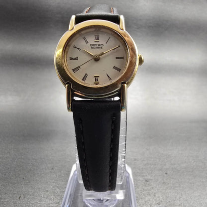 Seiko Watch Women 22mm Ivory Dial Gold Tone Round 1N01-0A19 New Battery Vintage5