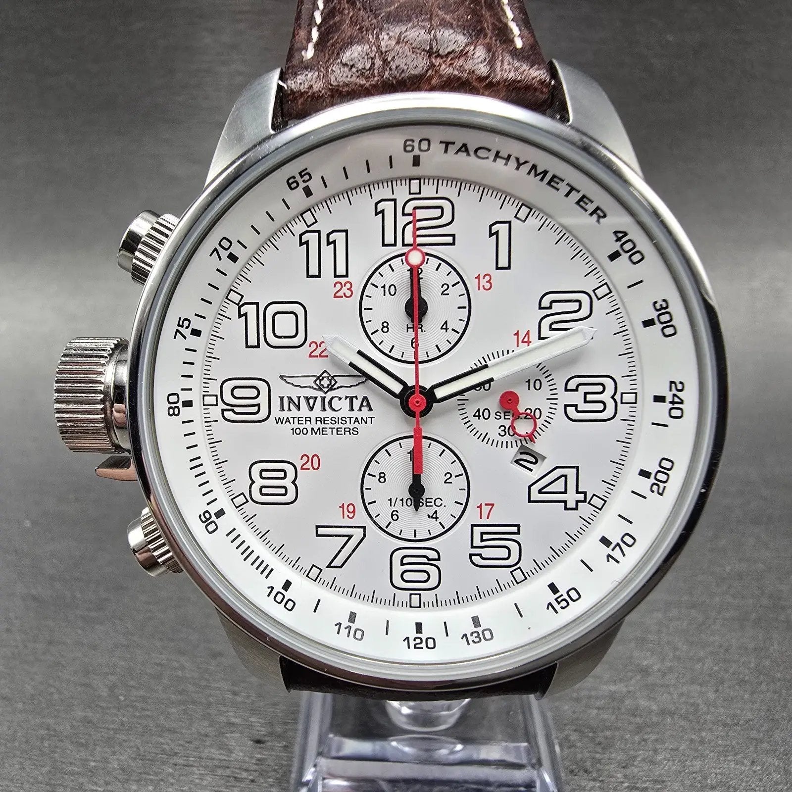 Invicta I Force Chronograph Watch Men 46mm White Dial Steel Date 2771 NewBattery1