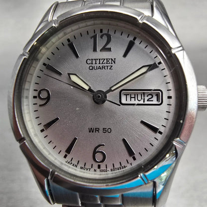 Citizen Watch Women 25mm Silver Dial Silver Tone Daydate 1002-S047439 New Batt1