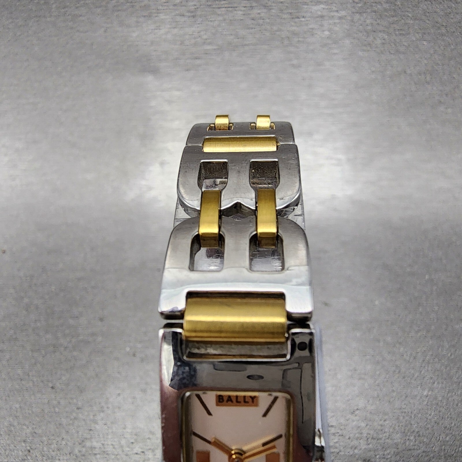 Bally Tank Watch Women 14mm White Dial Two Tone Rectangle A160A179 New Battery4