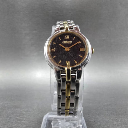 Citizen Eco-Drive Watch Women 21mm Black Dial Two Tone Round B023-S056501 Runs L5