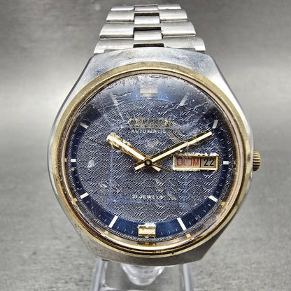 Citizen Automatic Watch Men 38mm Blue Dial Two Tone Daydate 4-164181 PARTS VTG0