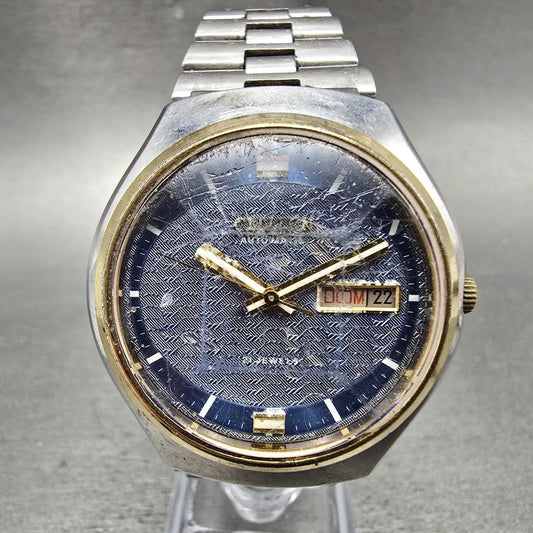 Citizen Automatic Watch Men 38mm Blue Dial Two Tone Daydate 4-164181 PARTS VTG0