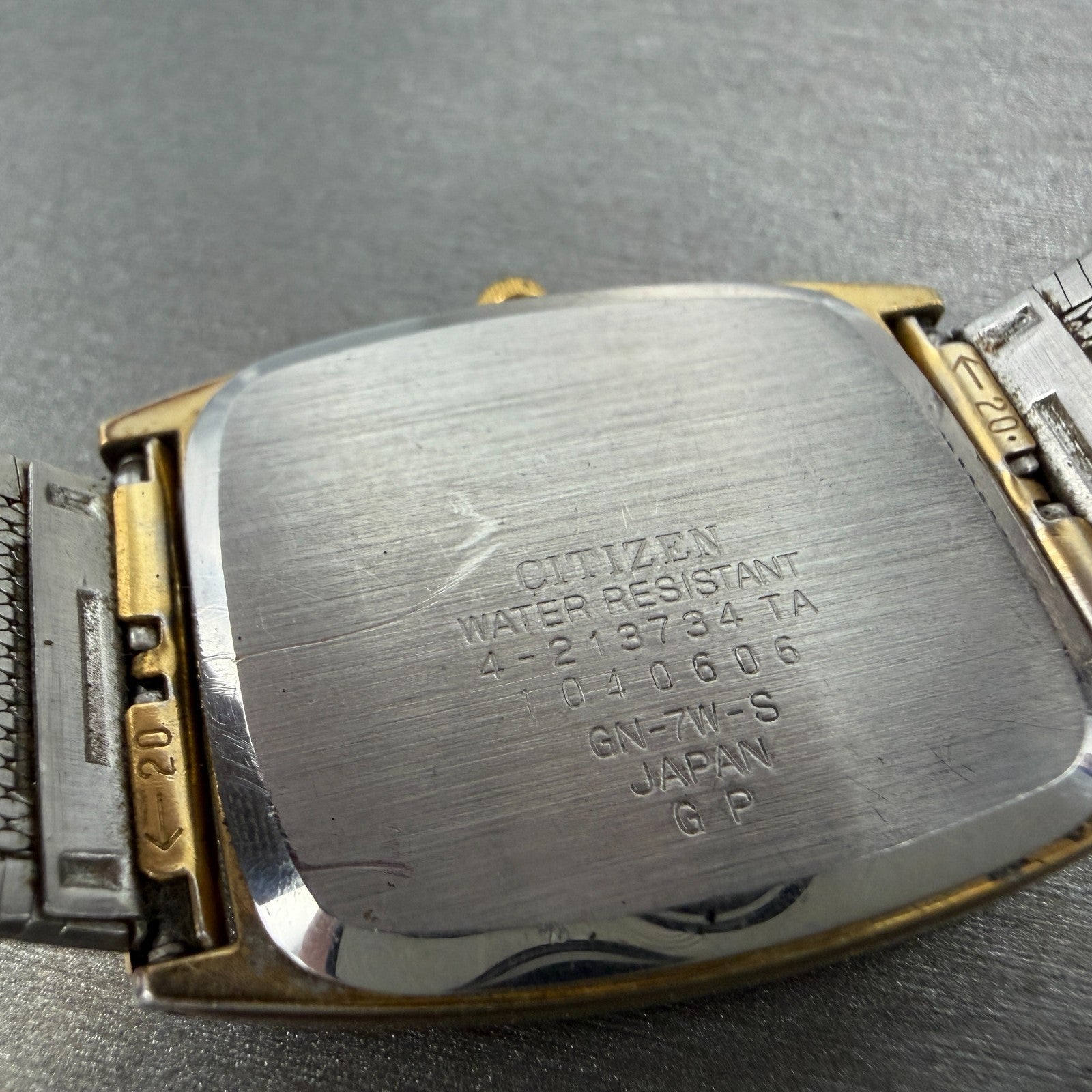 Citizen CQ Tank Watch Men 28mm Brown Dial Gold Tone Rectangle 4-213734 Newbat9