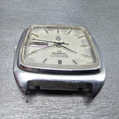 Seiko QZ Watch Men 34mm White Dial Steel Daydate 0923-5000 JDM VTG PARTS5