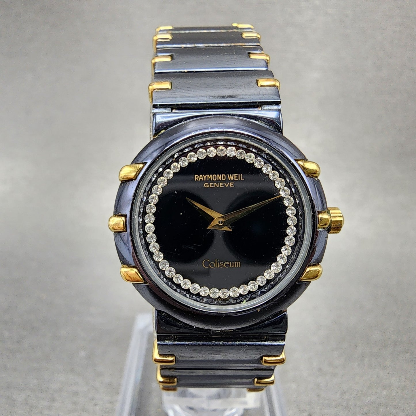 Raymond Weil Coliseum Watch Women 24mm Black Dial Black Gold Round 8084 New Batt0