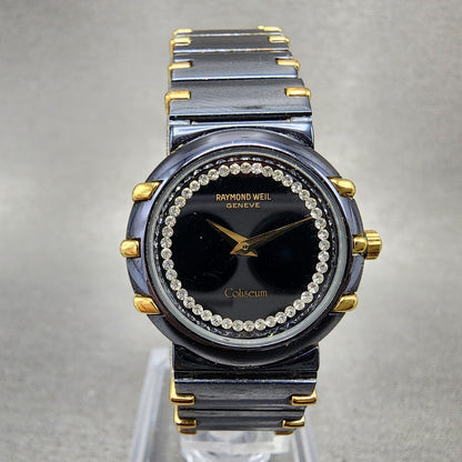Raymond Weil Coliseum Watch Women 24mm Black Dial Black Gold Round 8084 New Batt0
