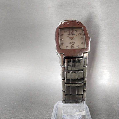 Seiko Vivace Tank Watch Women 22mm MOP Dial Silver Tone 1n000cn0 New Battery5