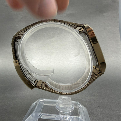 Seiko Tank Watch Men 30mm Gold Dial Gold Tone Rectangle 5931-5341 New Battery8
