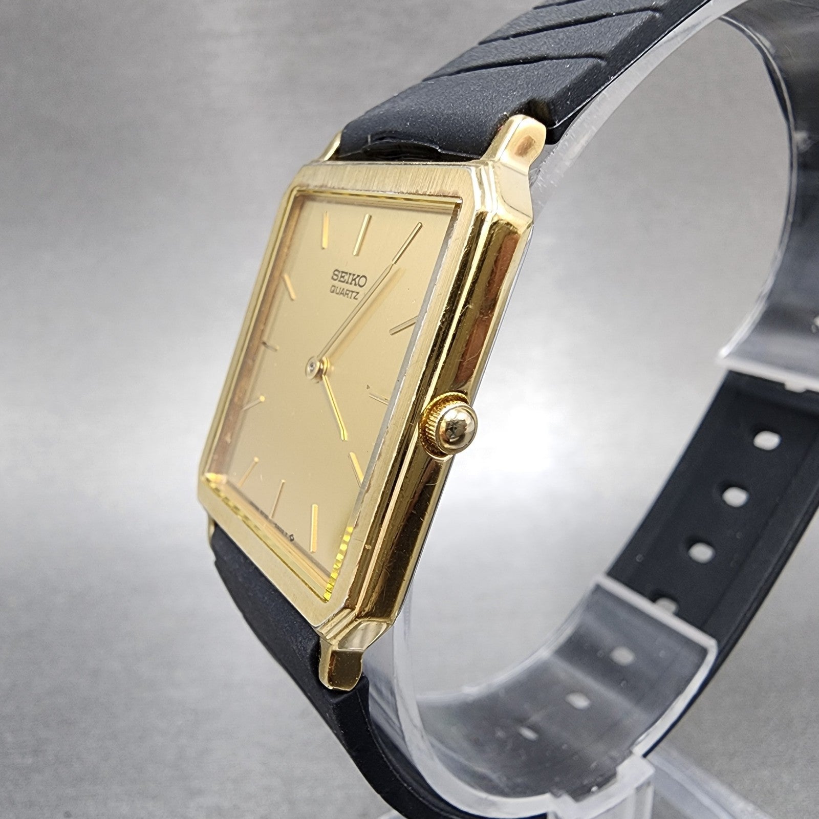 Seiko Tank Watch Men 26mm Champagne Dial Gold Tone Octagon 5p305a00 PARTS3