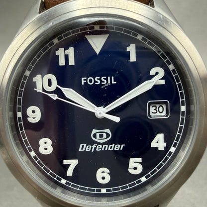 Fossil Defender Watch Men 40mm Blue Dial Steel Date Round DEC1002 New battery1