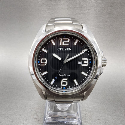 Citizen EcoDrive Watch Men 43mm Black Dial Silver Tone Date J810R006961 Runs2