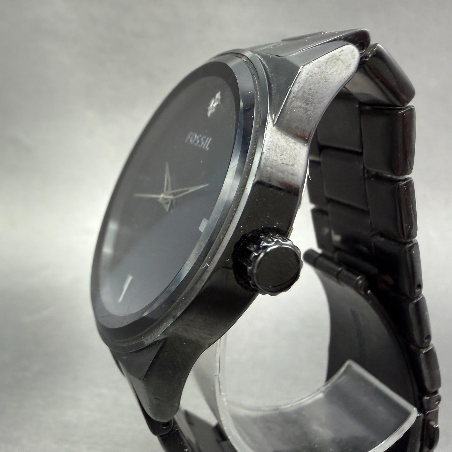 Fossil Watch Men 43mm Black Dial Black Tone Round FS4482 New Battery2