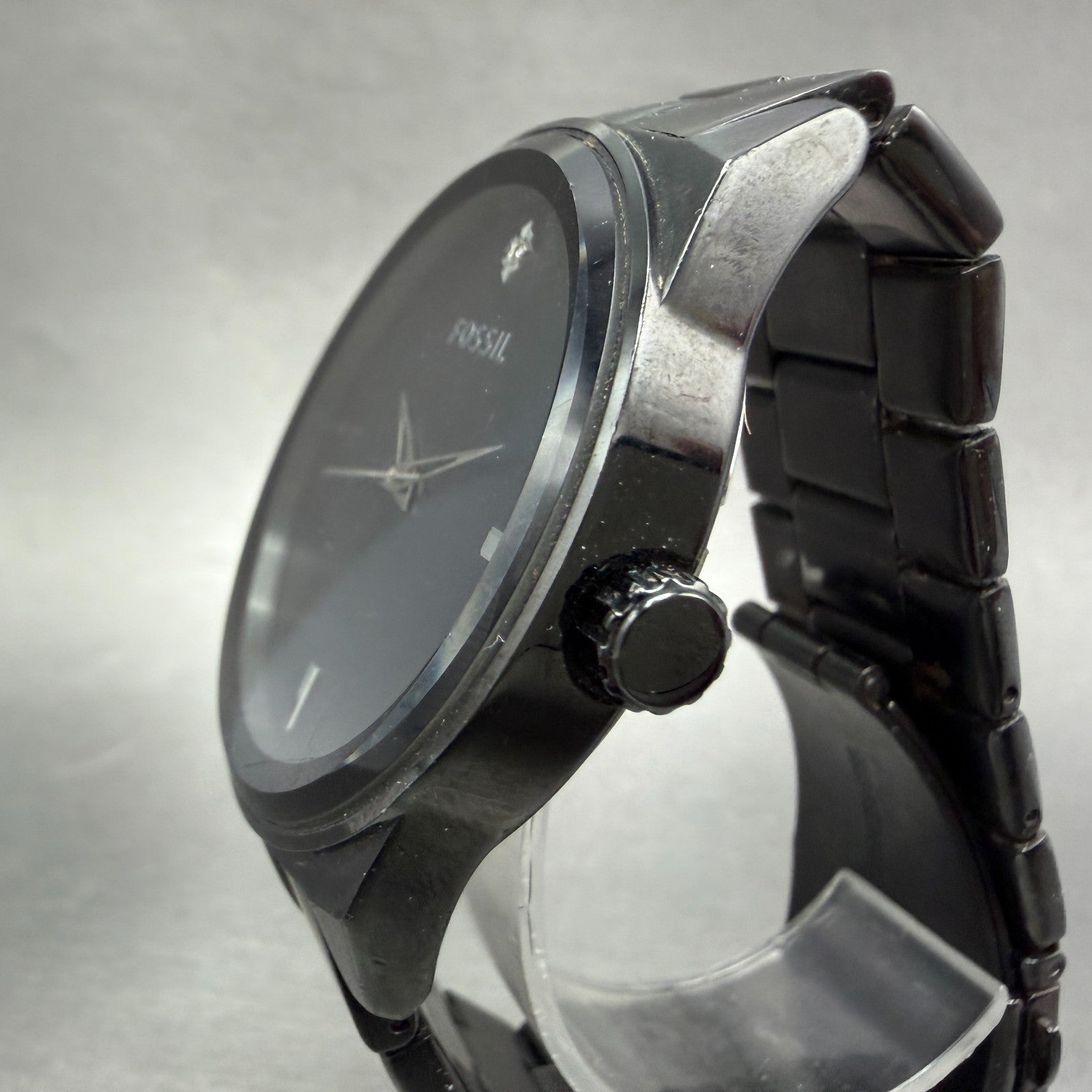 Fossil Watch Men 43mm Black Dial Black Tone Round FS4482 New Battery2