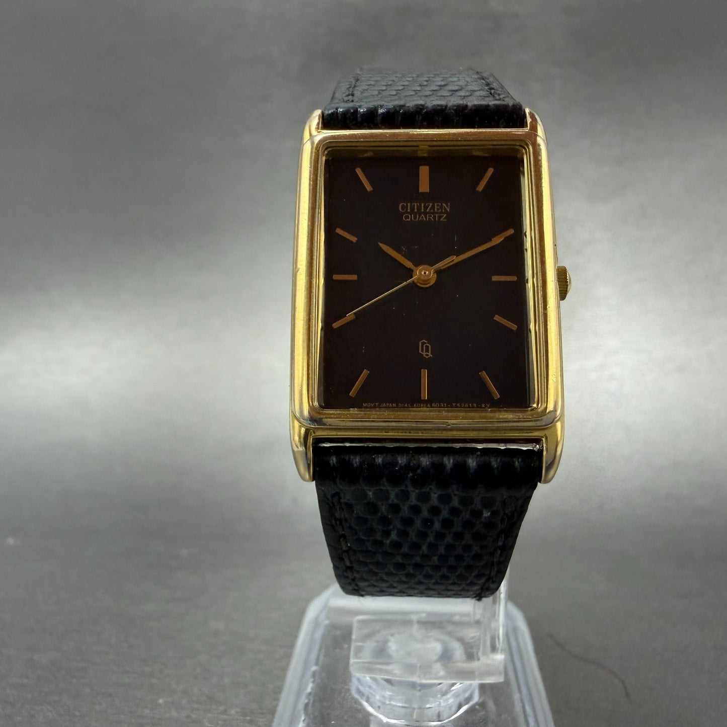 Citizen CQ Tank Watch Unisex 23mm Black Dial Gold Tone 6031-K04018 PARTS Vintage6