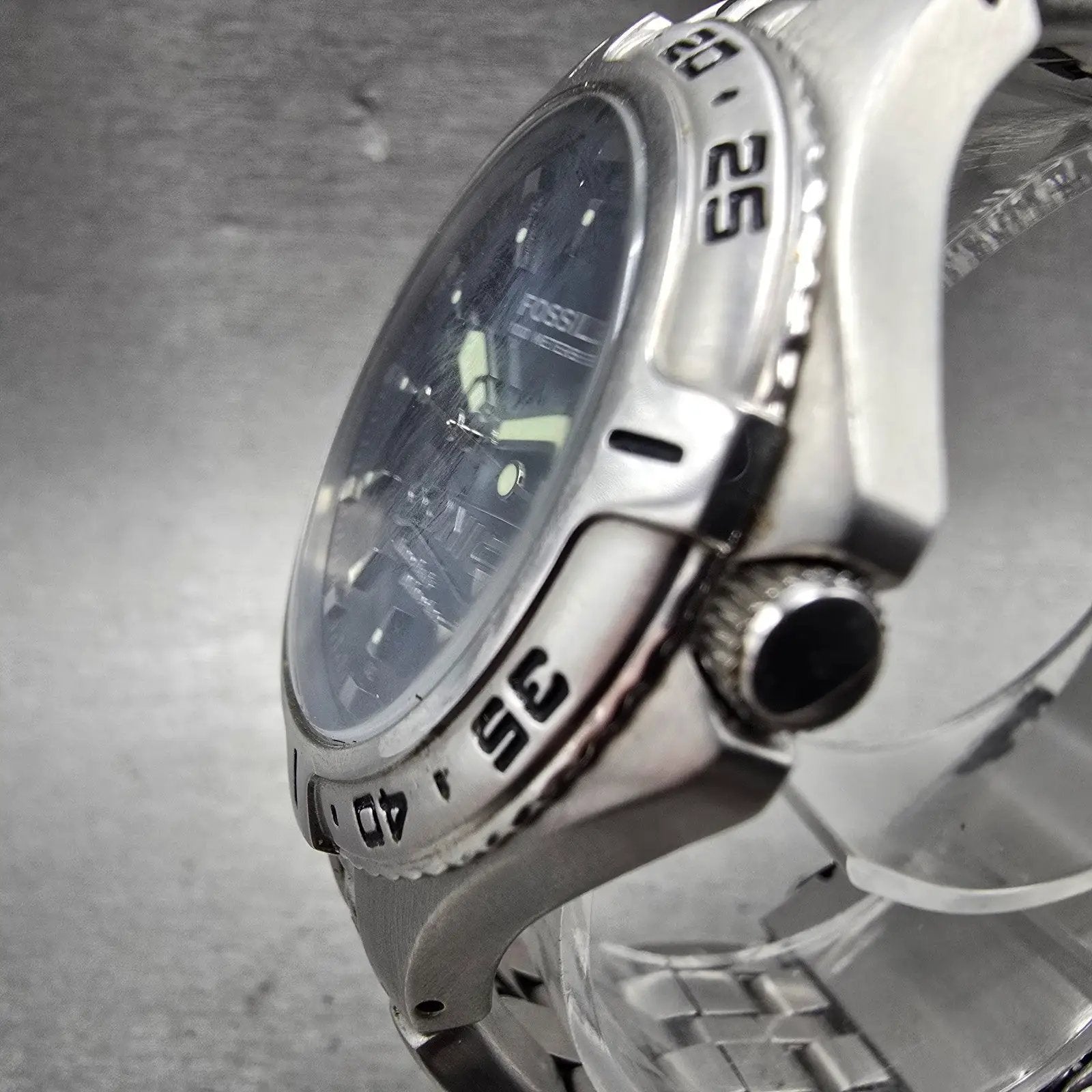 Fossil Blue Dive Watch Men 41mm Blue Dial Silver Tone Date PR-5196 New Battery2