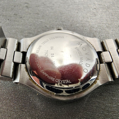 Movado Juro Watch Women 24mm Black Dial Steel Round 84 E4 1844 New Battery9