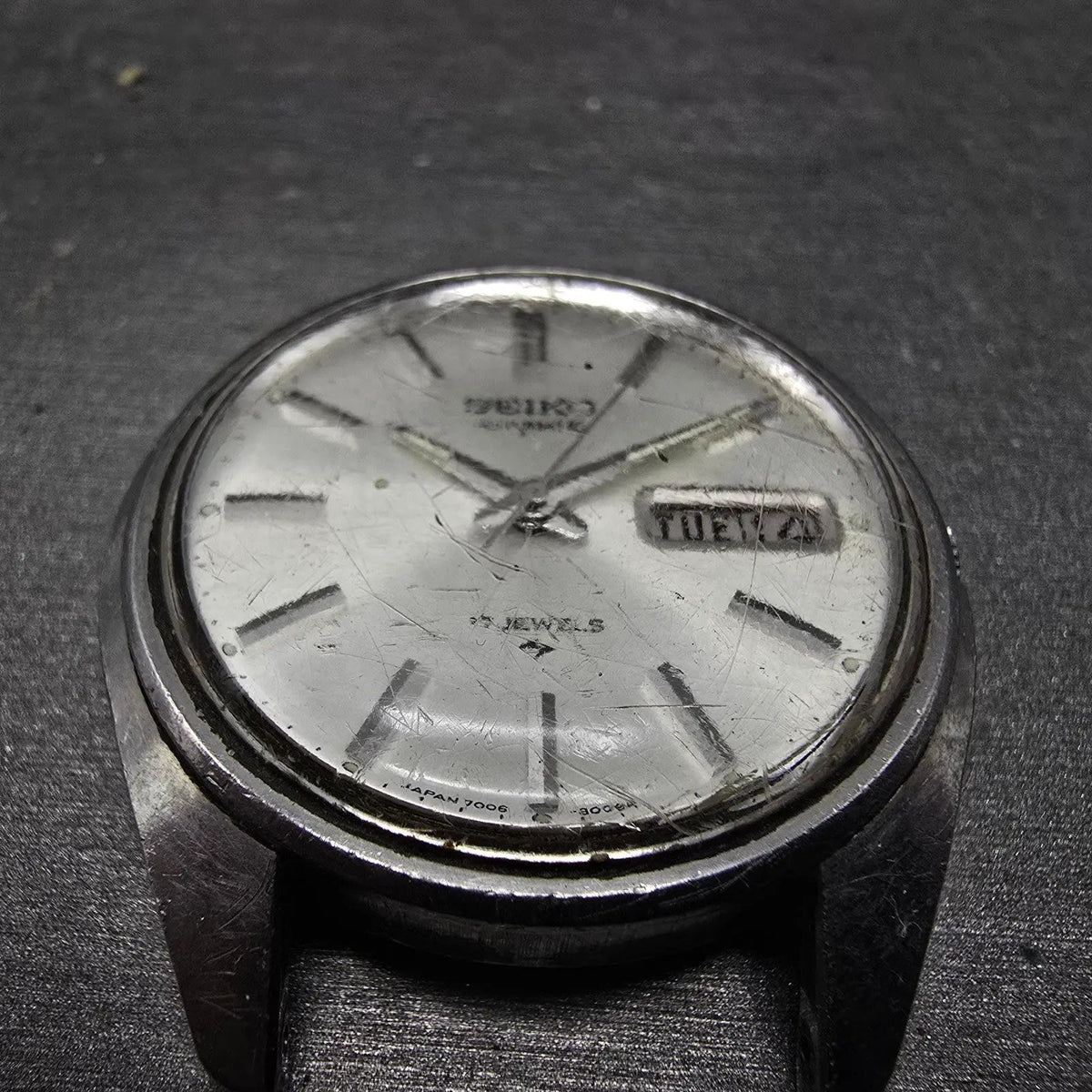 Seiko Automatic Watch Men 37mm Silver Dial Steel Daydate 7006-8007 Round READ!!!2