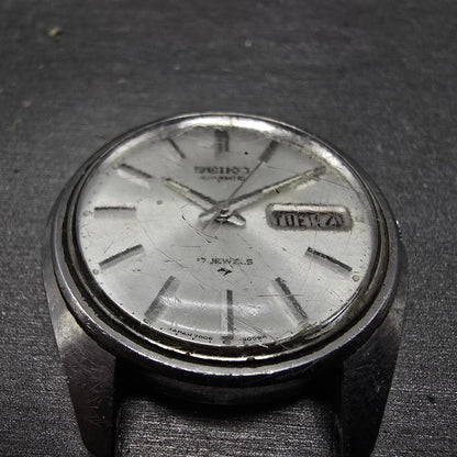 Seiko Automatic Watch Men 37mm Silver Dial Steel Daydate 7006-8007 Round READ!!!2