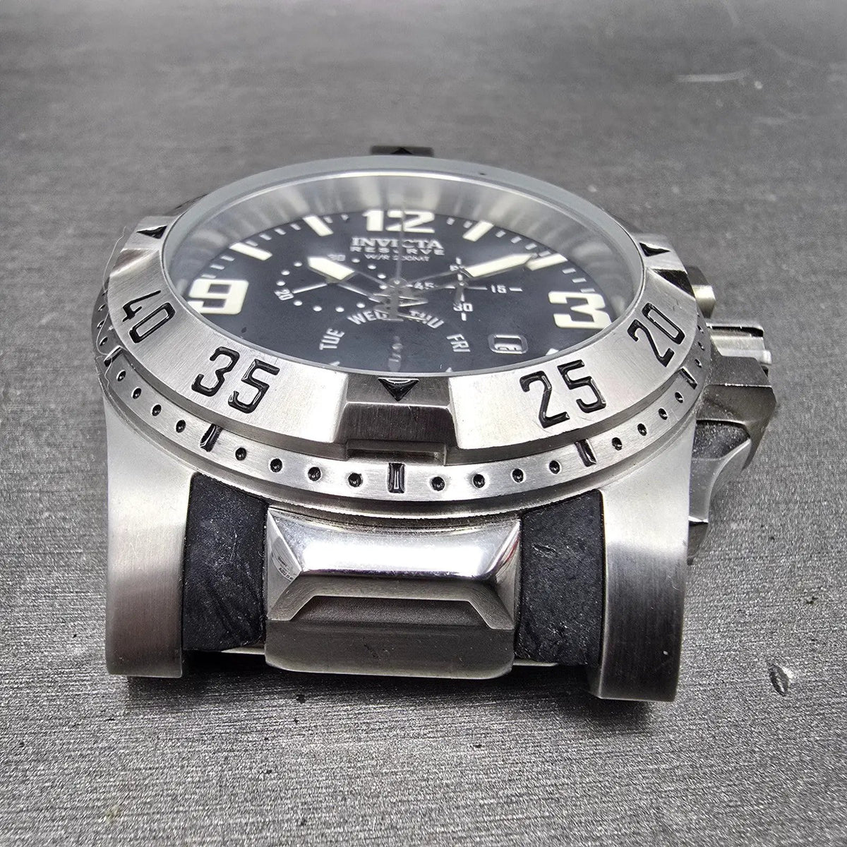 Invicta Reserve Excursion Chronograph Watch Men 50mm Black Dial Steel Daydate2