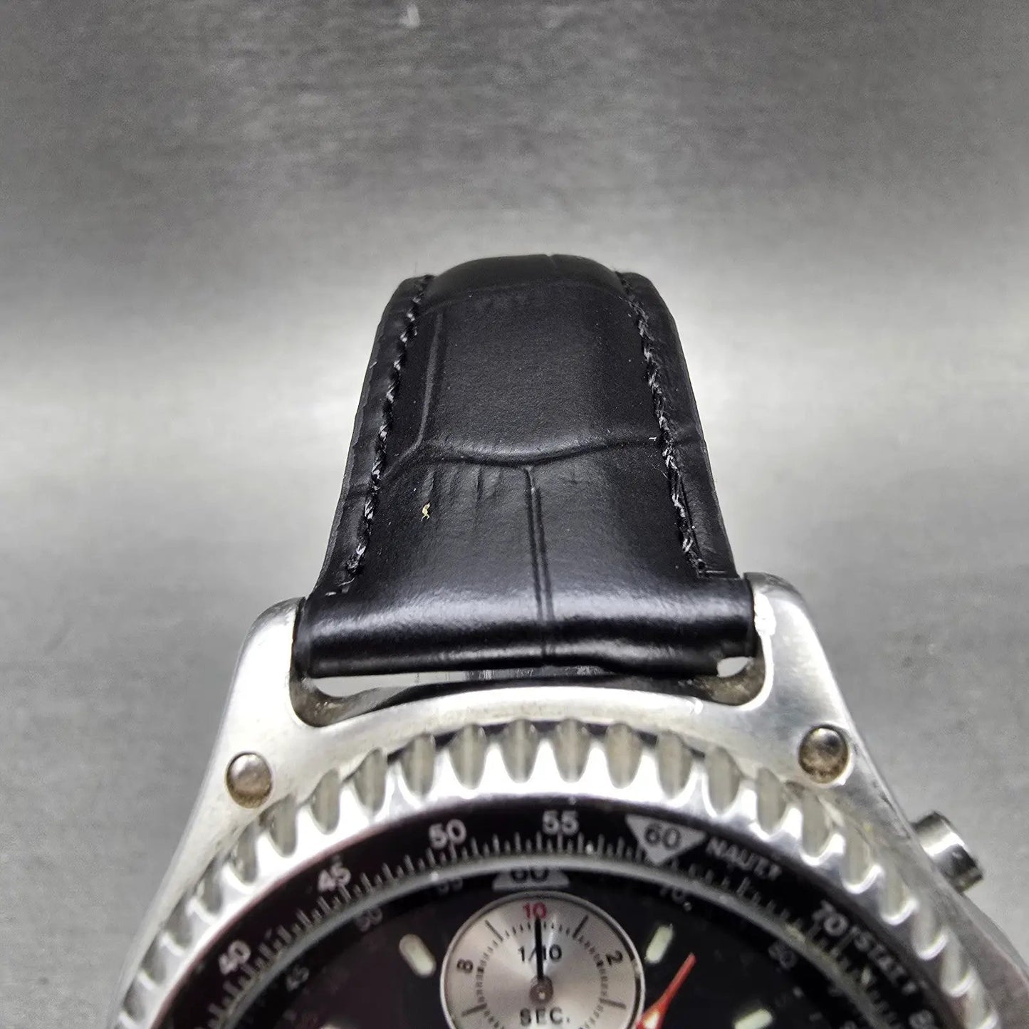 Seiko Pulsar Chronograph Watch Men 41mm Black Dial Silver Alarm Date N945 NewBat5