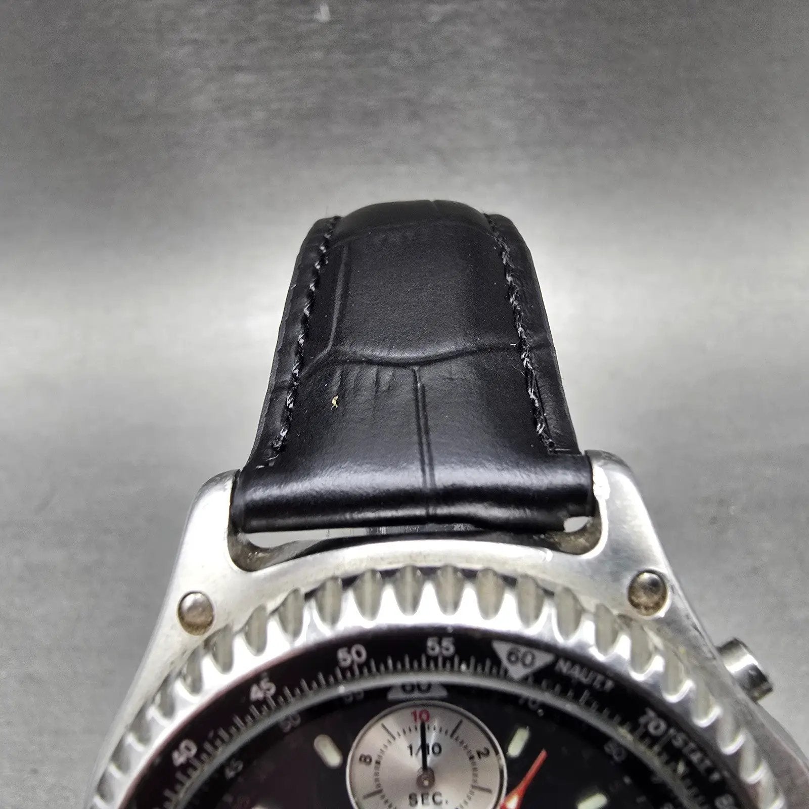 Seiko Pulsar Chronograph Watch Men 41mm Black Dial Silver Alarm Date N945 NewBat5