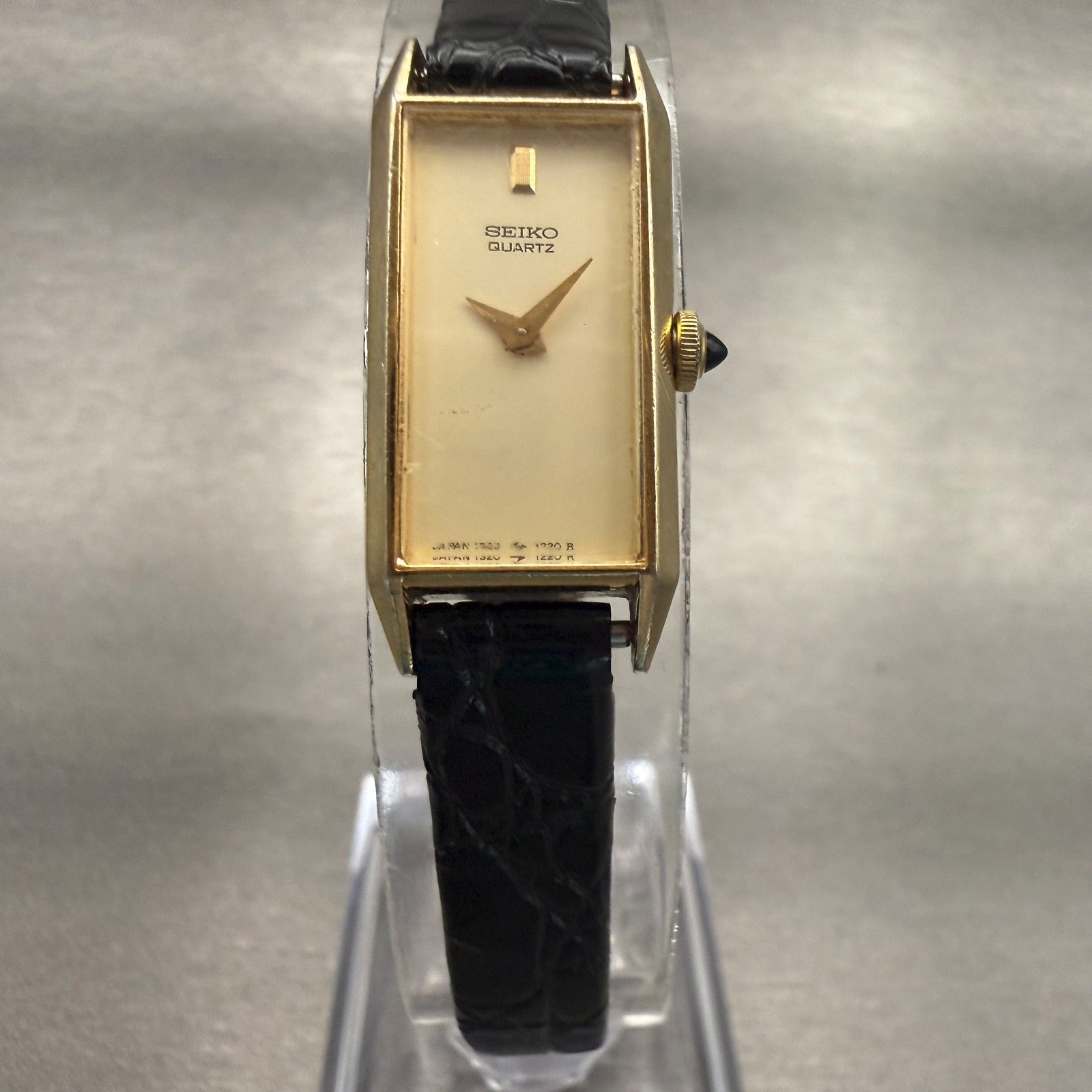 Seiko Watch Women 13mm Champagne Dial Gold Tone Rectangle 1320-5939 New Battery5