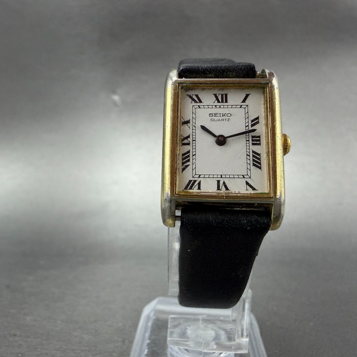 Seiko Tank Watch Women 19mm White Dial Gold Tone Rectangle 4700-3009 PARTS6