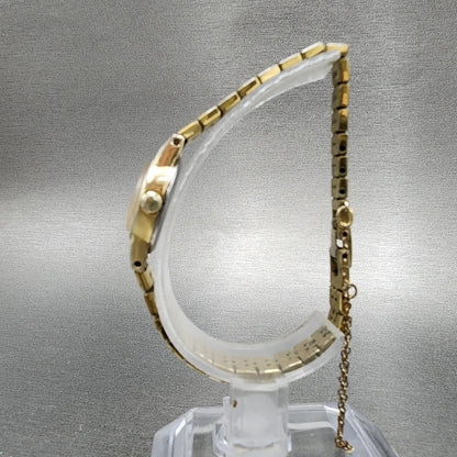 Seiko Watch Women 17mm Gold Dial Gold Tone Round 5420-5039 New Battery VTG ABD