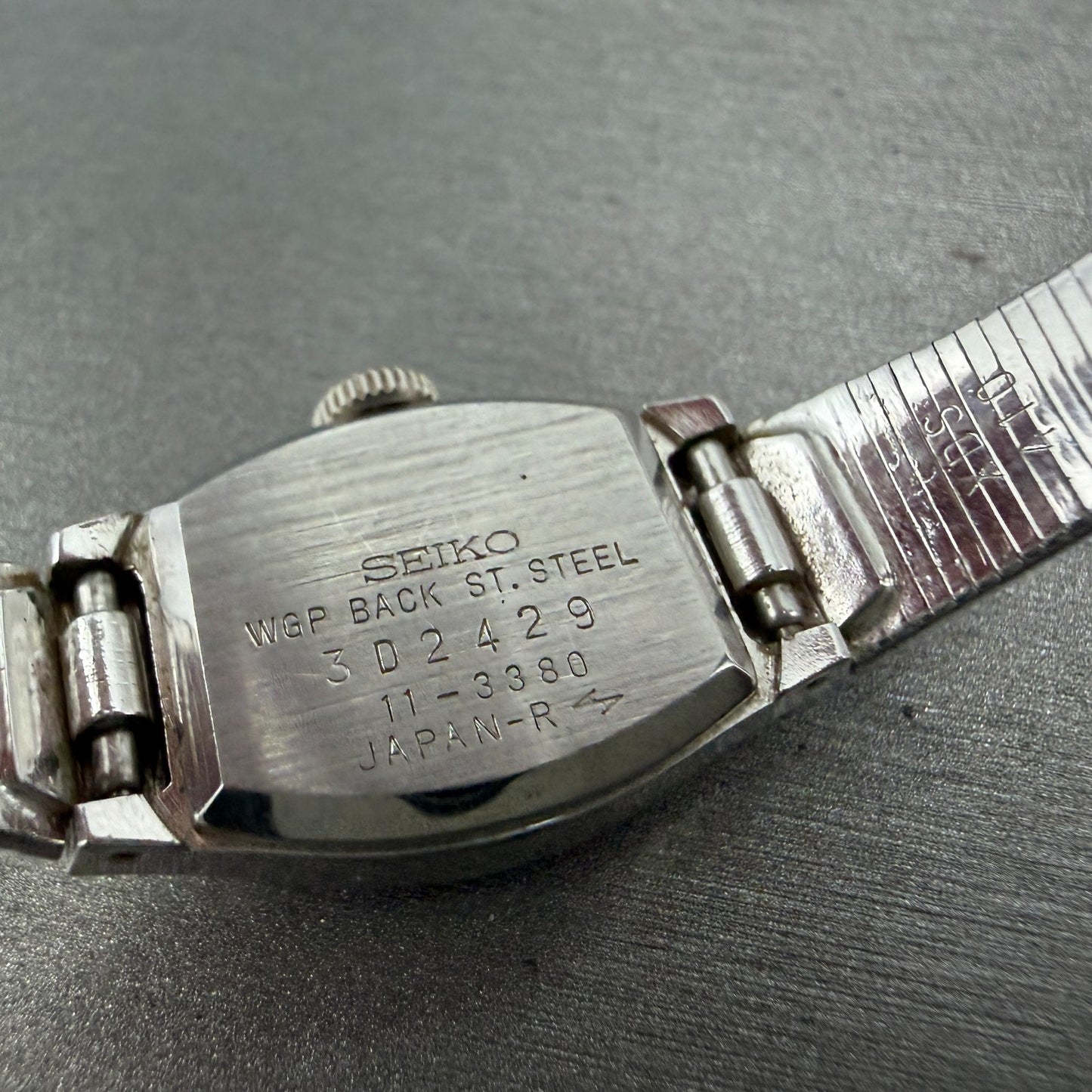 Seiko Watch Women 15mm Green Dial Silver Tone Manual Rectangle 11-3380 Runs9