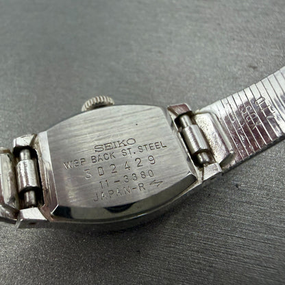 Seiko Watch Women 15mm Green Dial Silver Tone Manual Rectangle 11-3380 Runs9