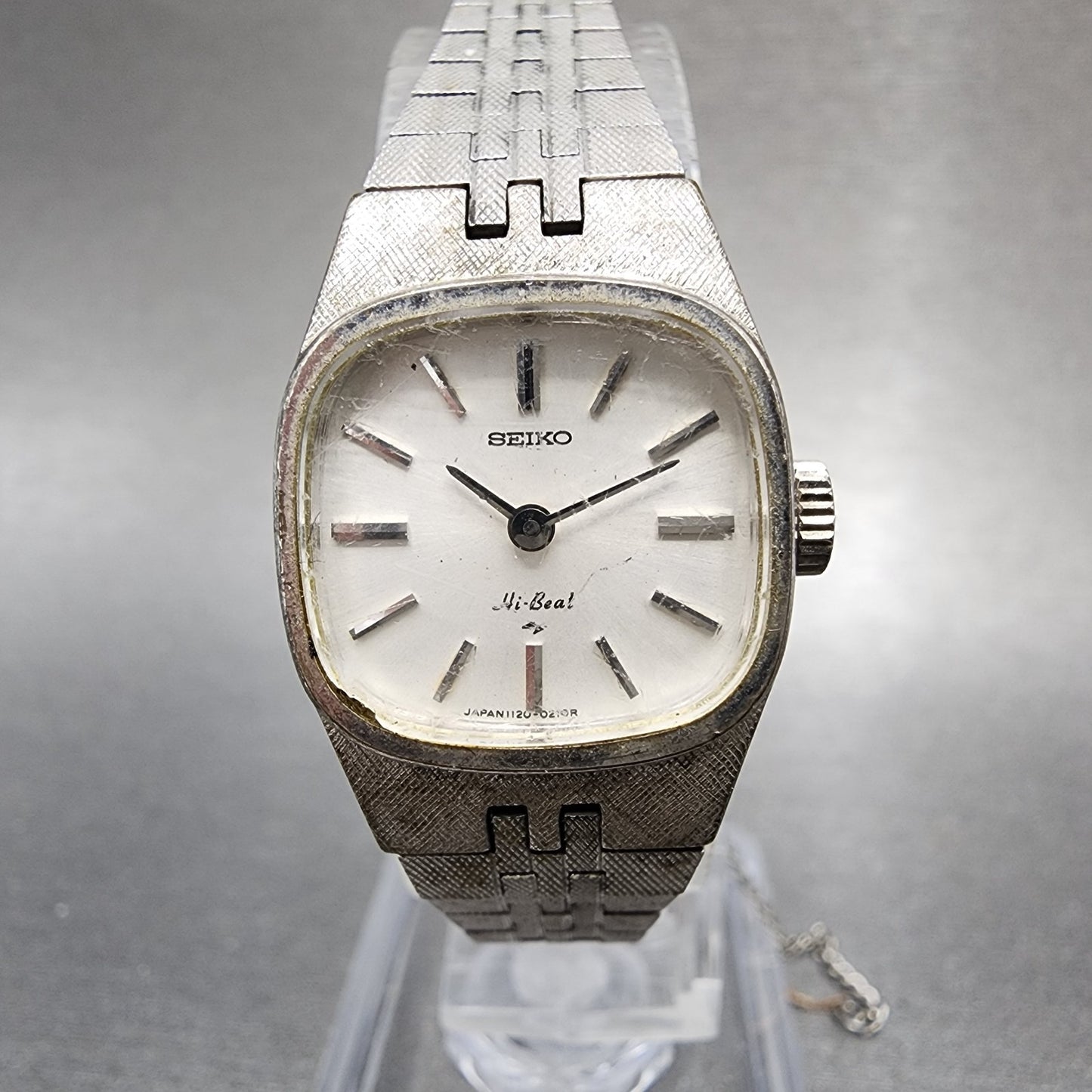 Seiko Watch Women 19mm White Dial Silver Tone Rectangle Manual Wind READ!!!!0