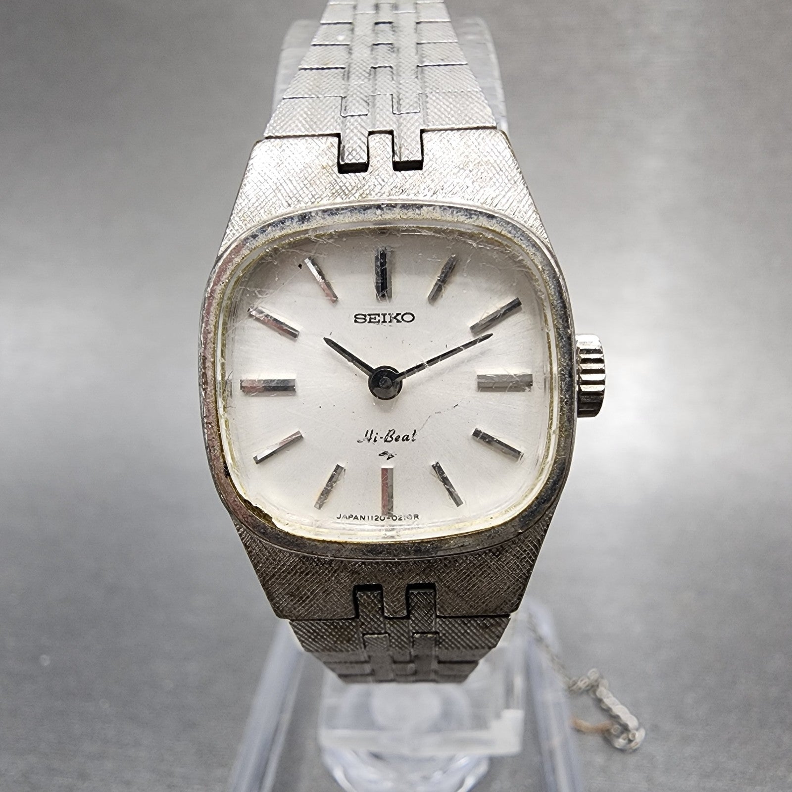 Seiko Watch Women 19mm White Dial Silver Tone Rectangle Manual Wind READ!!!!0