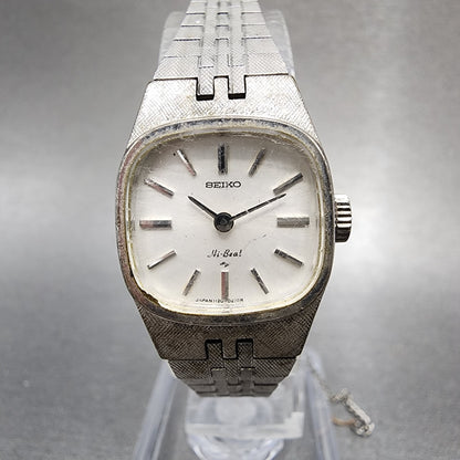 Seiko Watch Women 19mm White Dial Silver Tone Rectangle Manual Wind READ!!!!0