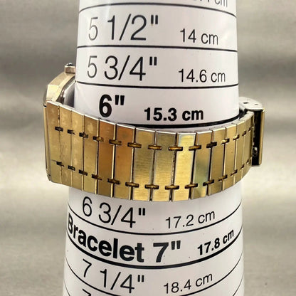 Seiko Dolce Watch Men 30mm Gold Dial Gold Tone Rectangle 6030-5480 New Battery9