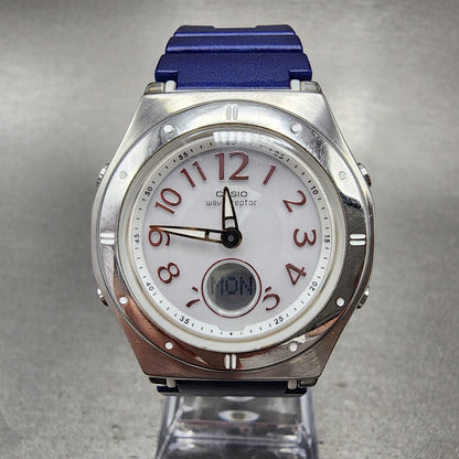 Casio Wave Ceptor Watch Women 34mm White Dial White Tone Date LWAM143 New Batt0