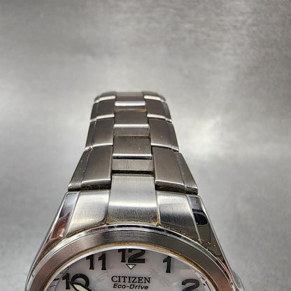 Citizen EcoDrive Attesa Watch Men 38mm White Dial Titanium Atomic Round Runs4